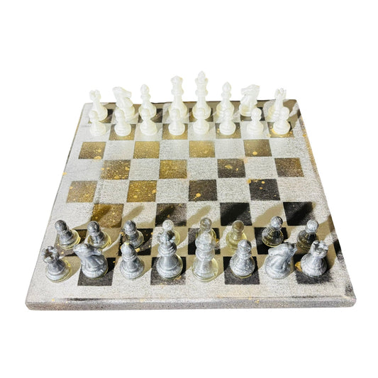 Silver Chrome Gold - Painted Chess Set