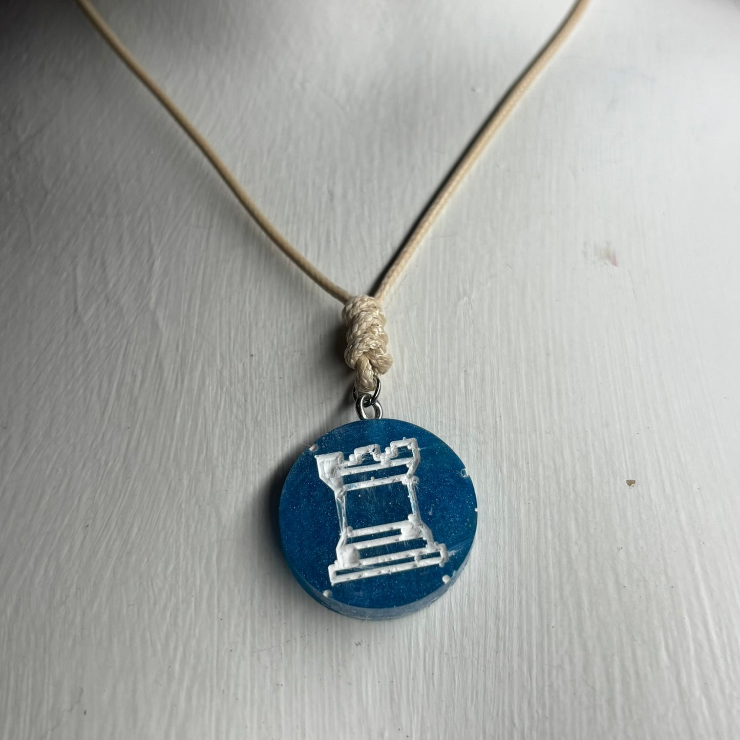 Blue Rook - Handmade Resin Chess Necklace