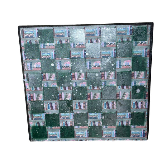 Green Cast Book Worm - Scrapbook Chess Board