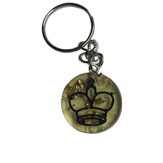 Golden Particles - Handmade Resin Keychain - Flat Edition