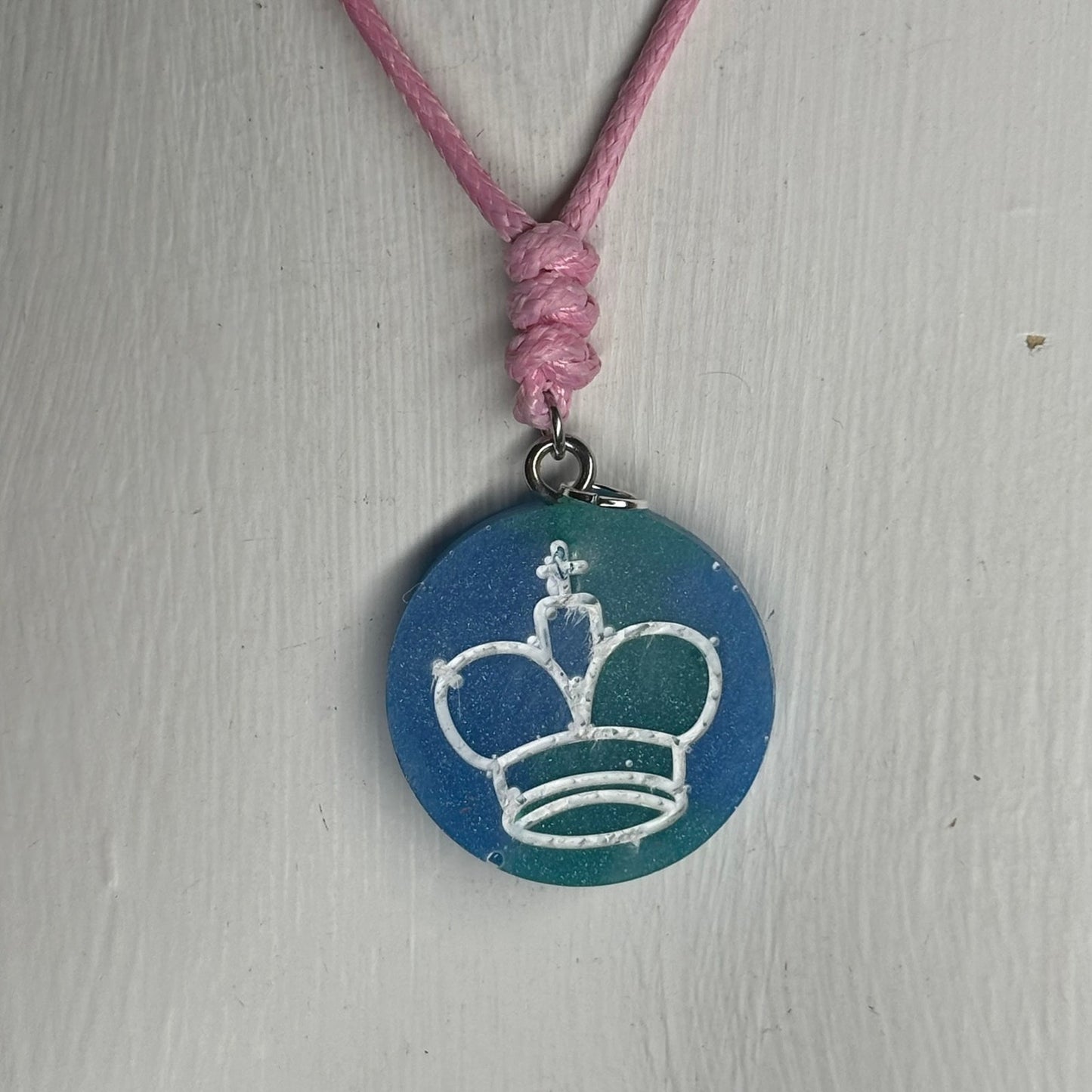 Blue King - Handmade Resin Chess Necklace