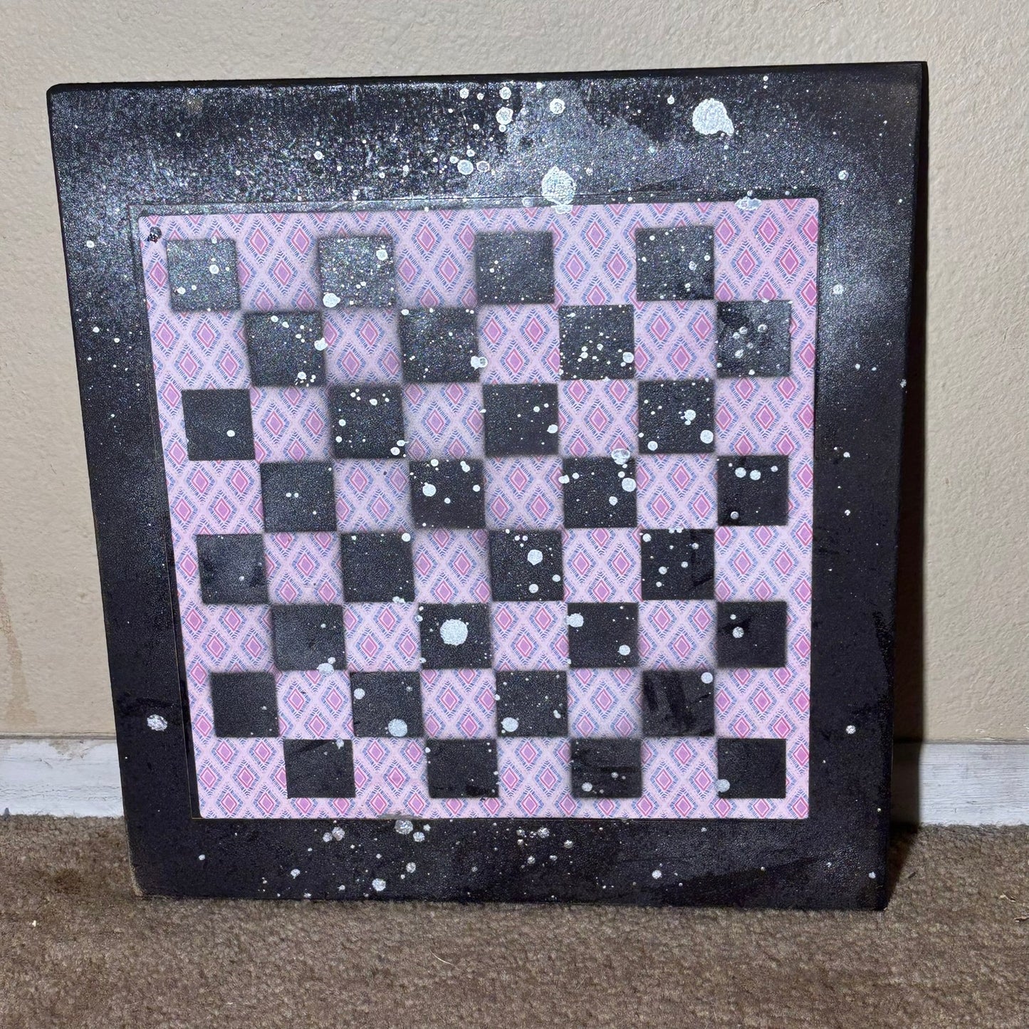Pink Blue Pattern - Large Scrapbook Chess Board