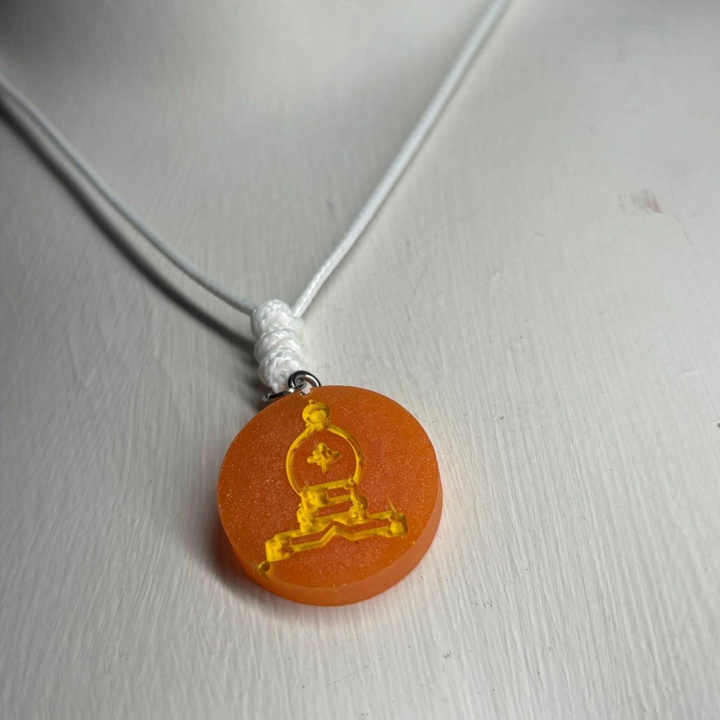 Orange Bishop - Handmade Resin Chess Necklace