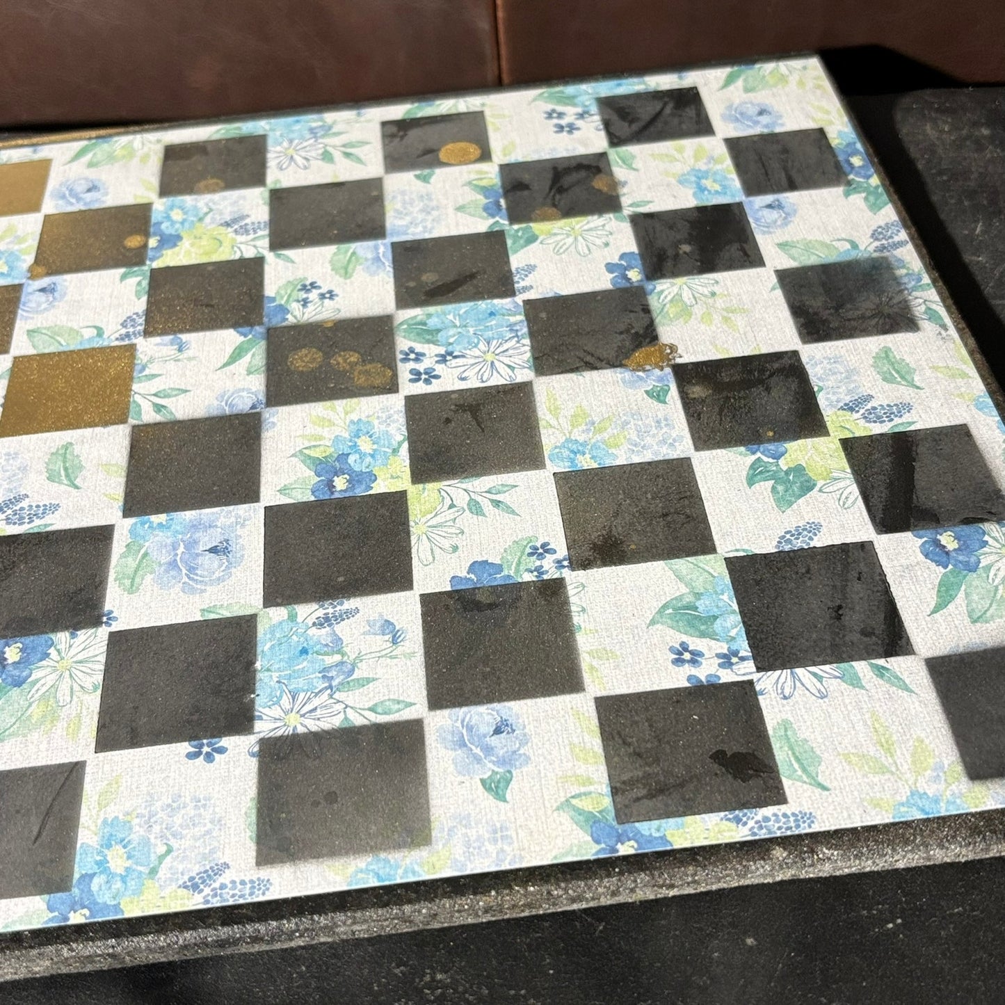 Vintage Blue - Scrapbook Chess Board