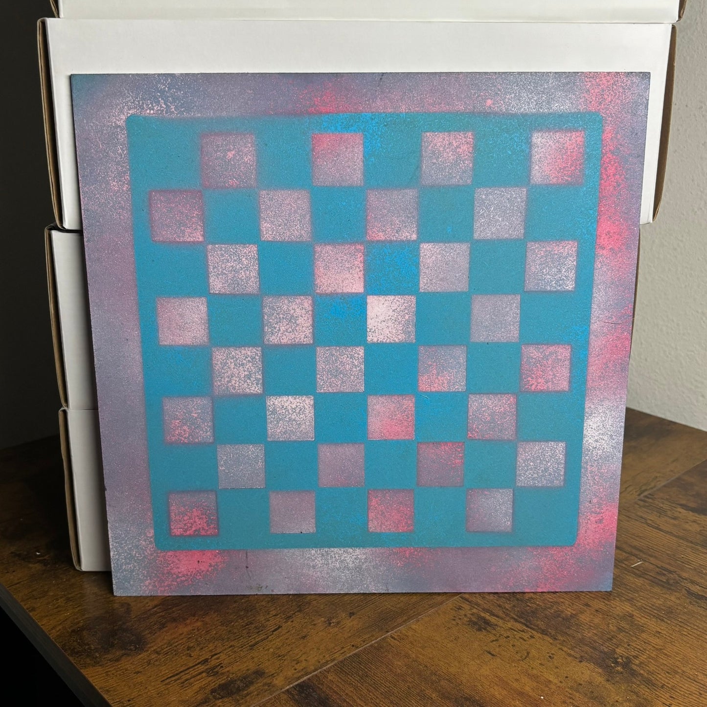 Pink & Blue - Painted Chess Board