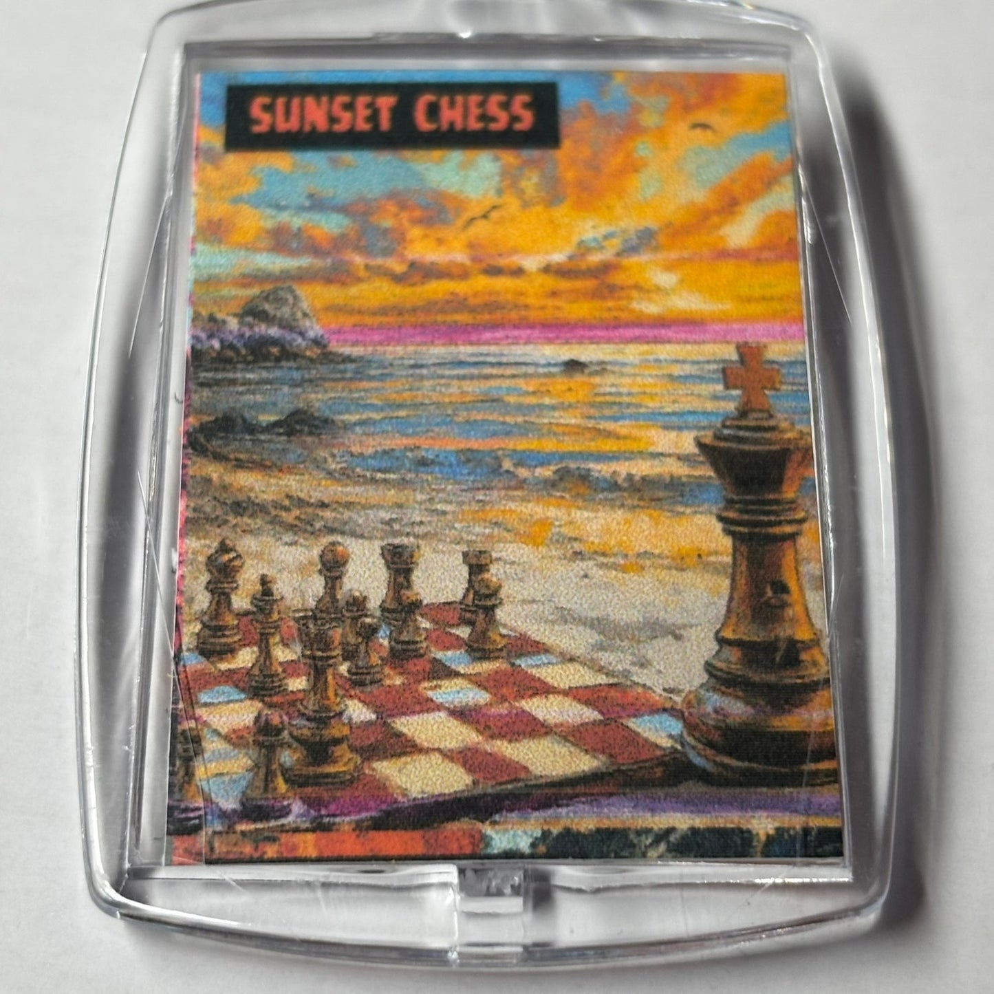Seaside Games - Sunset Chess Photo Keychain