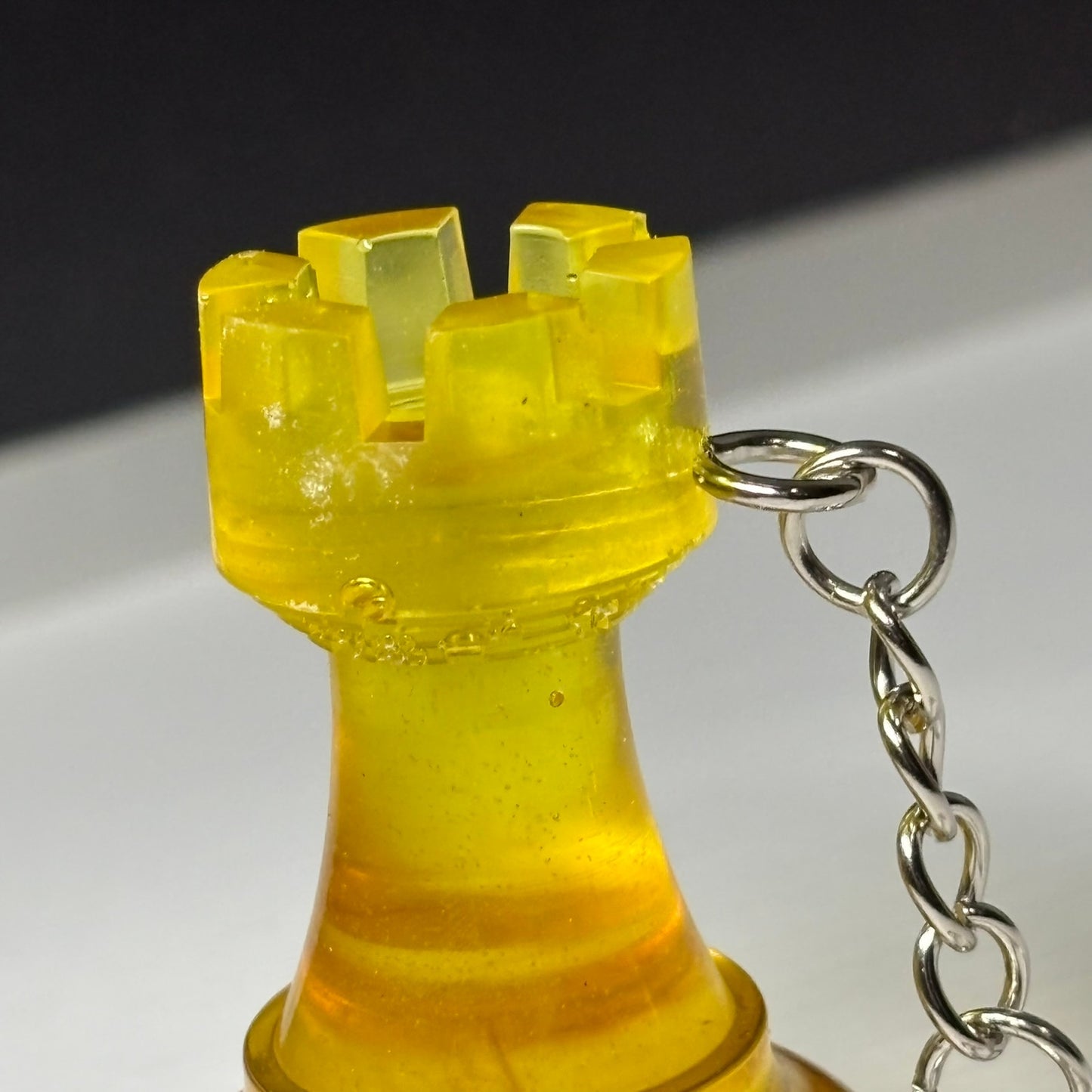 Yellow Translucent Rook - Handmade Resin Keychain - Large Edition