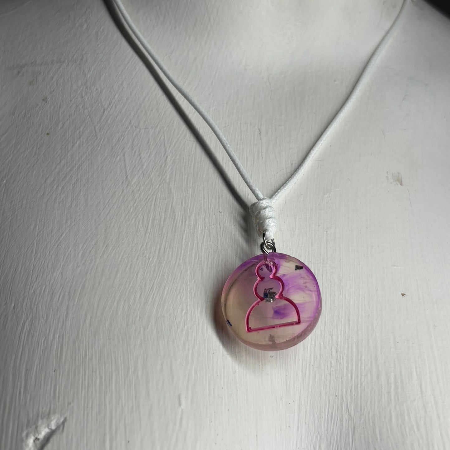 Pink Faded Pawn - Handmade Resin Chess Necklace - Flat Edition
