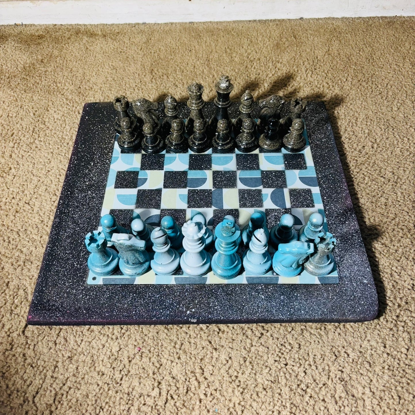 Vintage Blue - Large Deluxe Chess Set