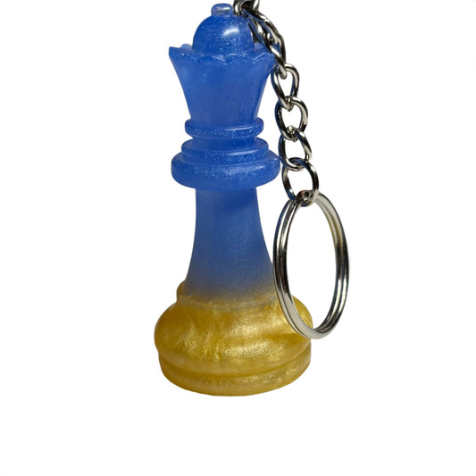 Blue Yellow Queen - Handmade Resin Keychain
