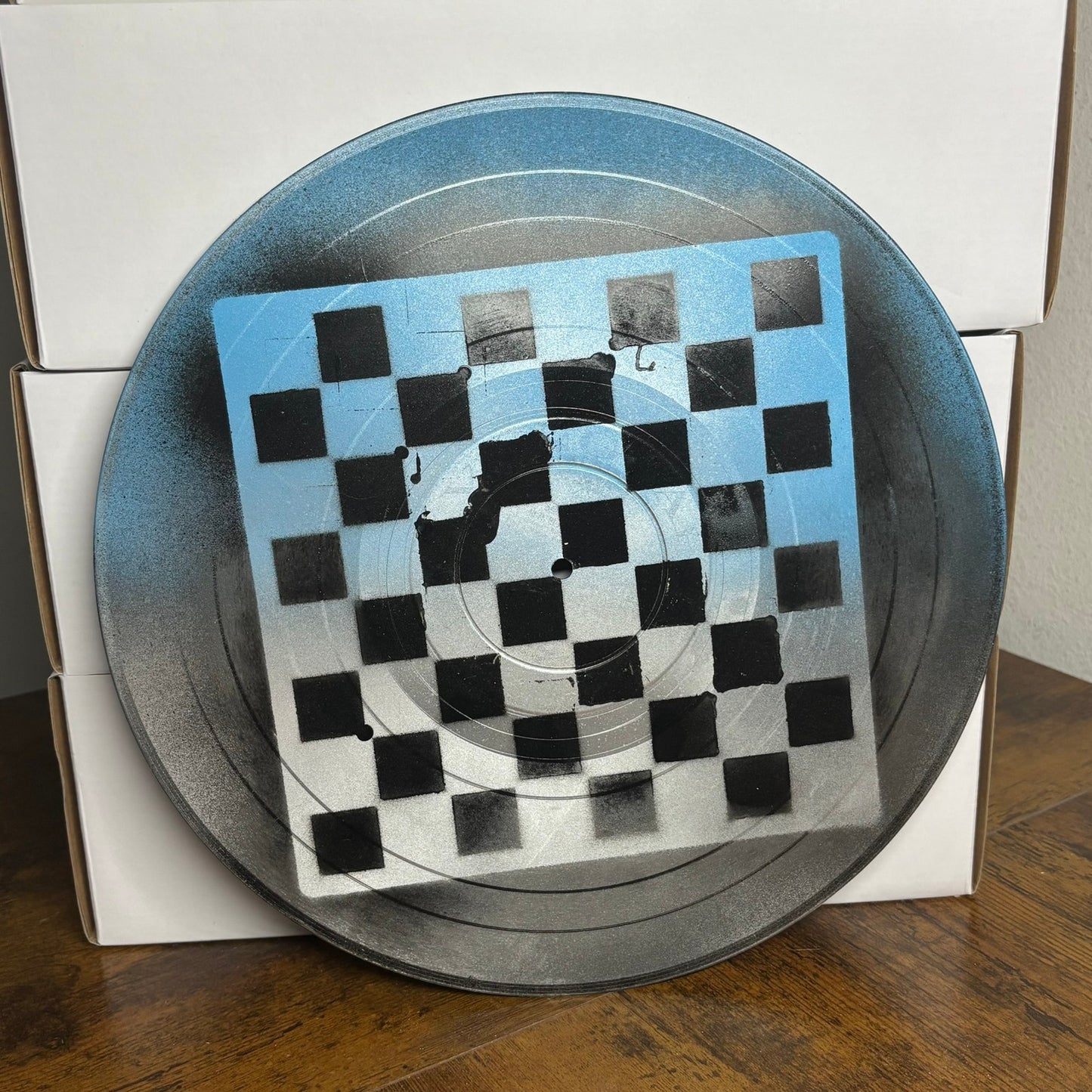 Blue & Black Chrome - Vinyl Chess Board