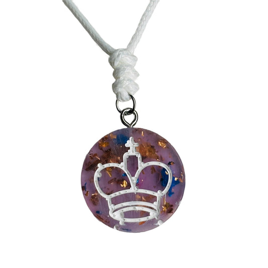 Purple Royal King - Handmade Resin Chess Necklace