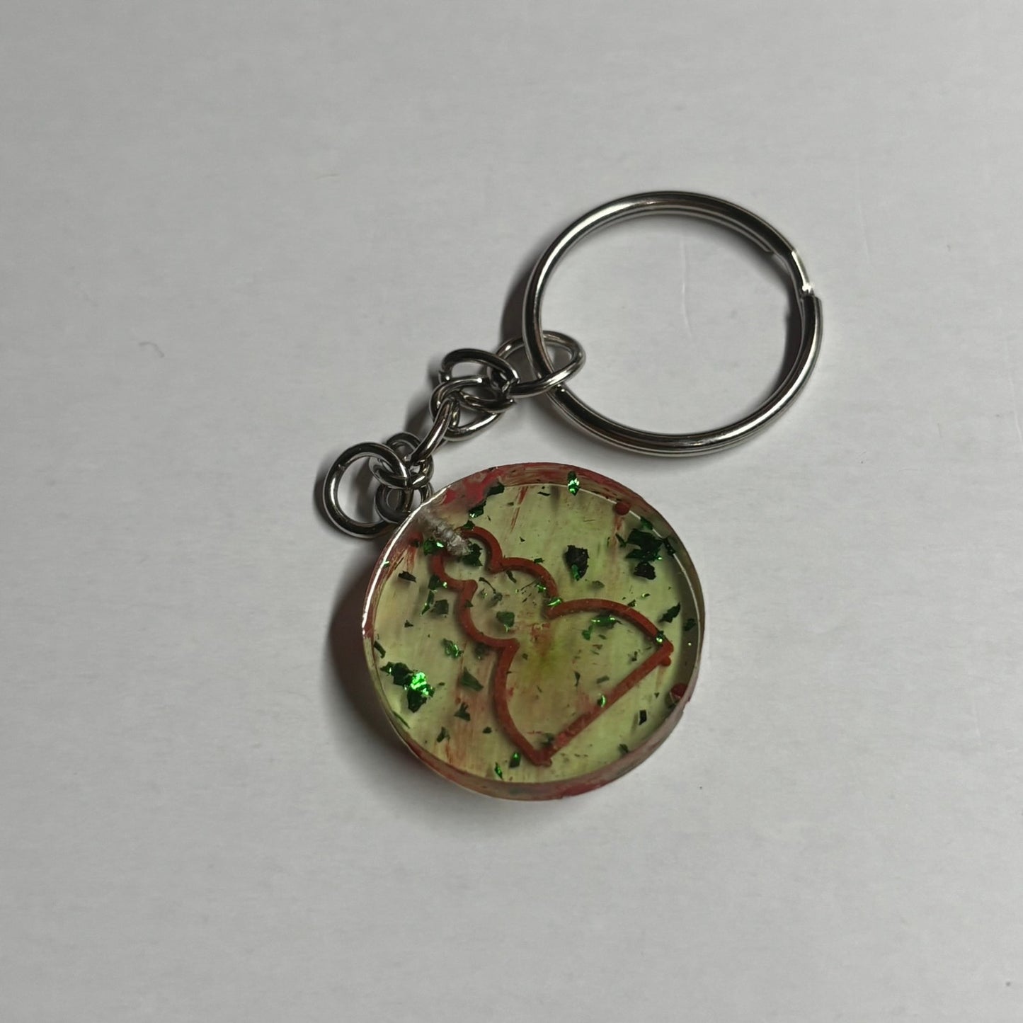 Lime Green Red Lining - Handmade Resin Keychain - Flat Edition