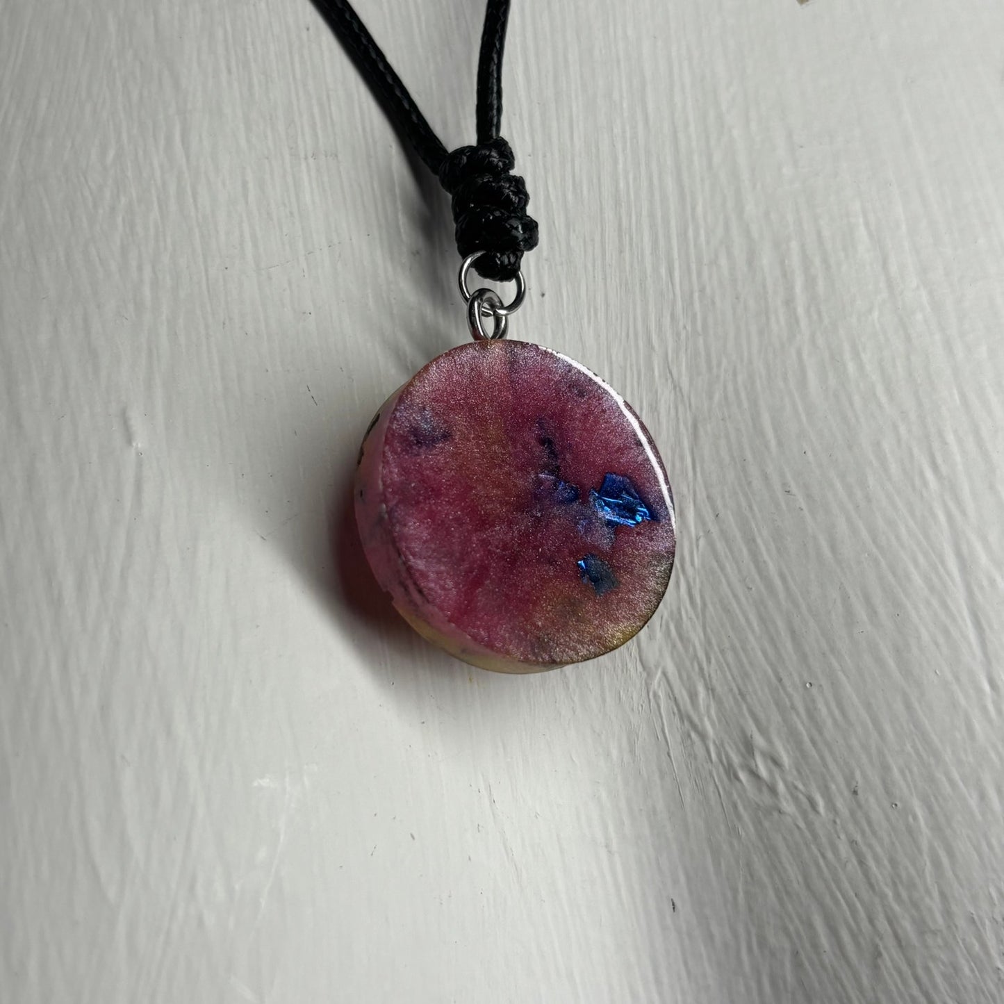 Pink/Yellow Crystal Pawn - Handmade Resin Chess Necklace