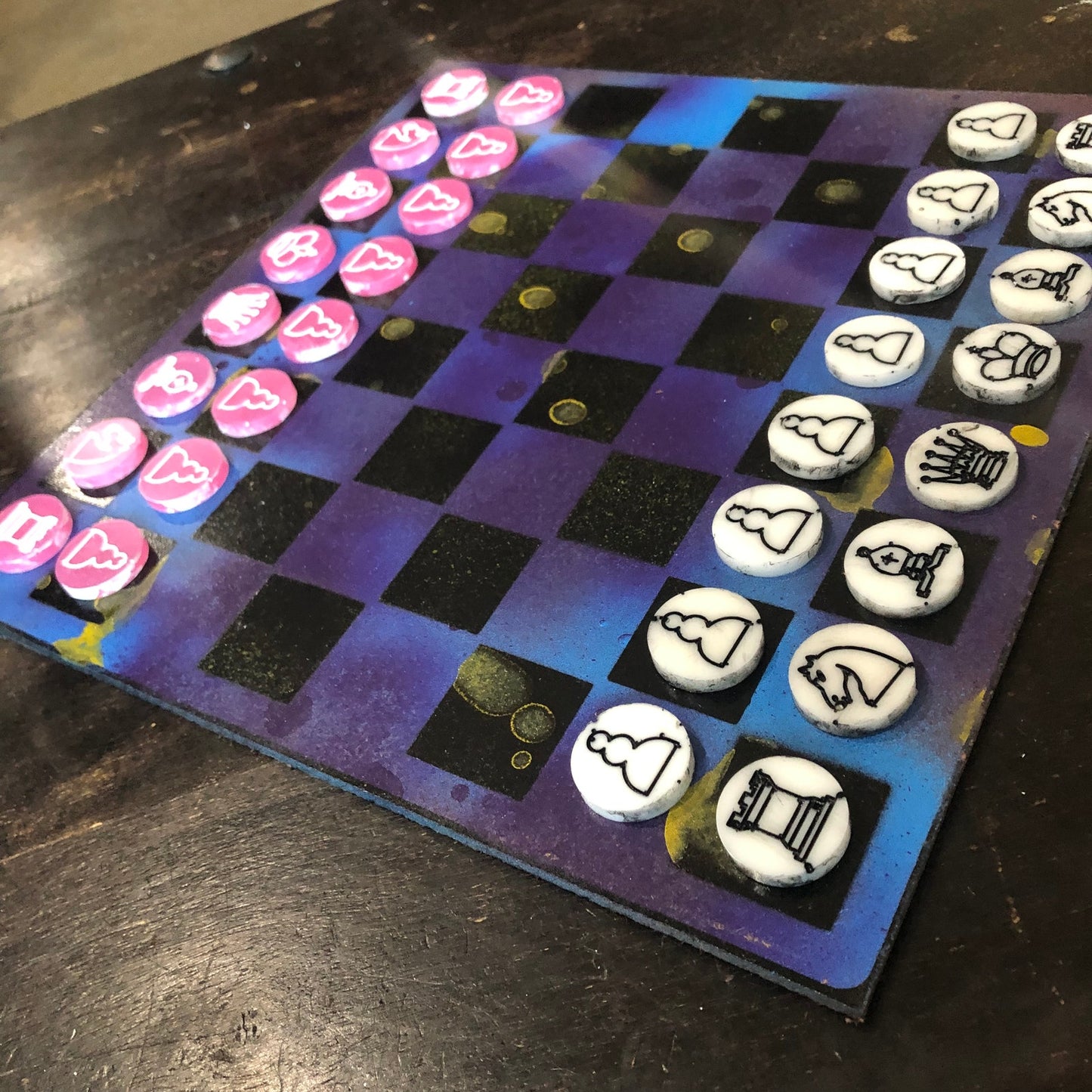 Beautiful Purple Galaxy - Painted Chess Set