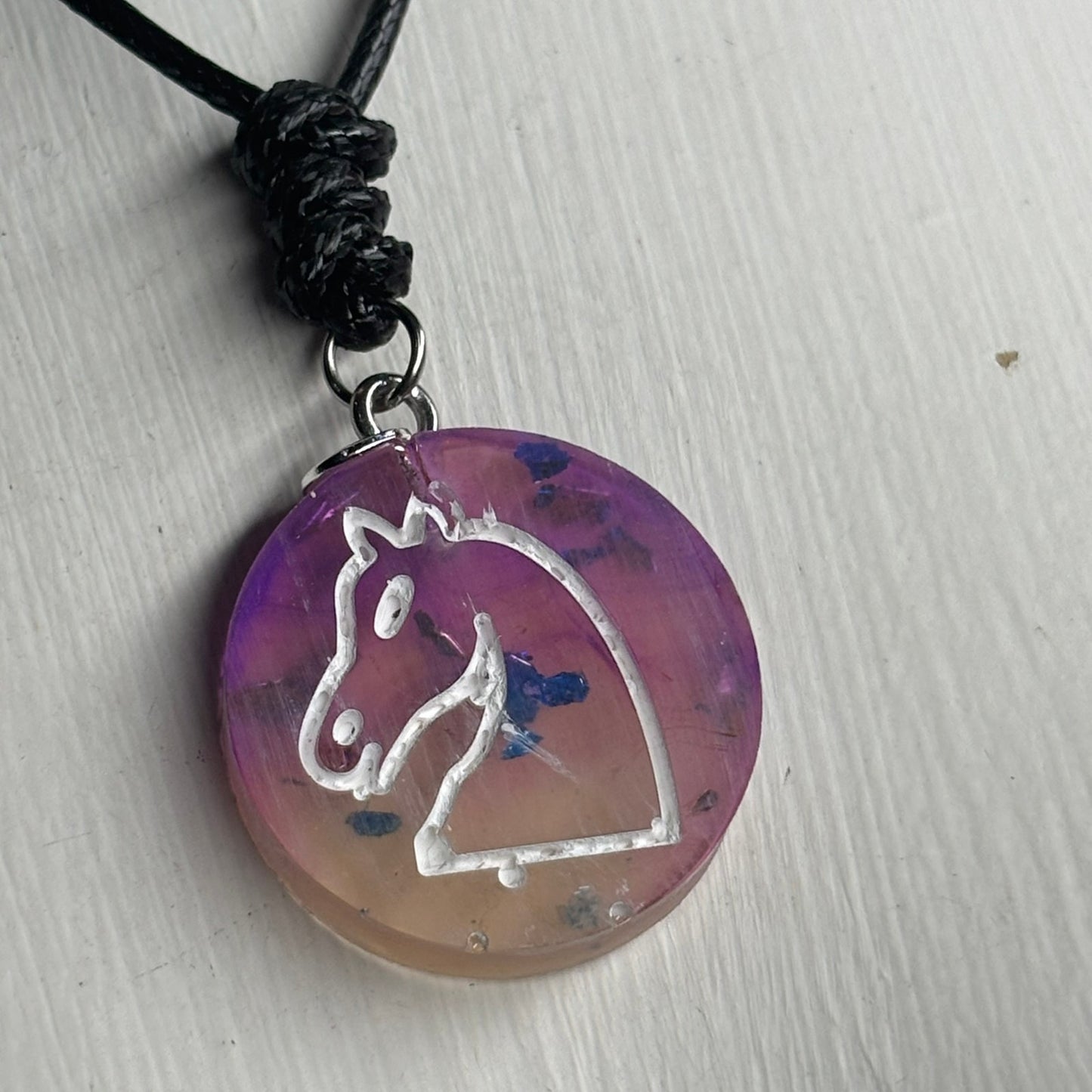 Purple Lush Knight - Handmade Resin Chess Necklace