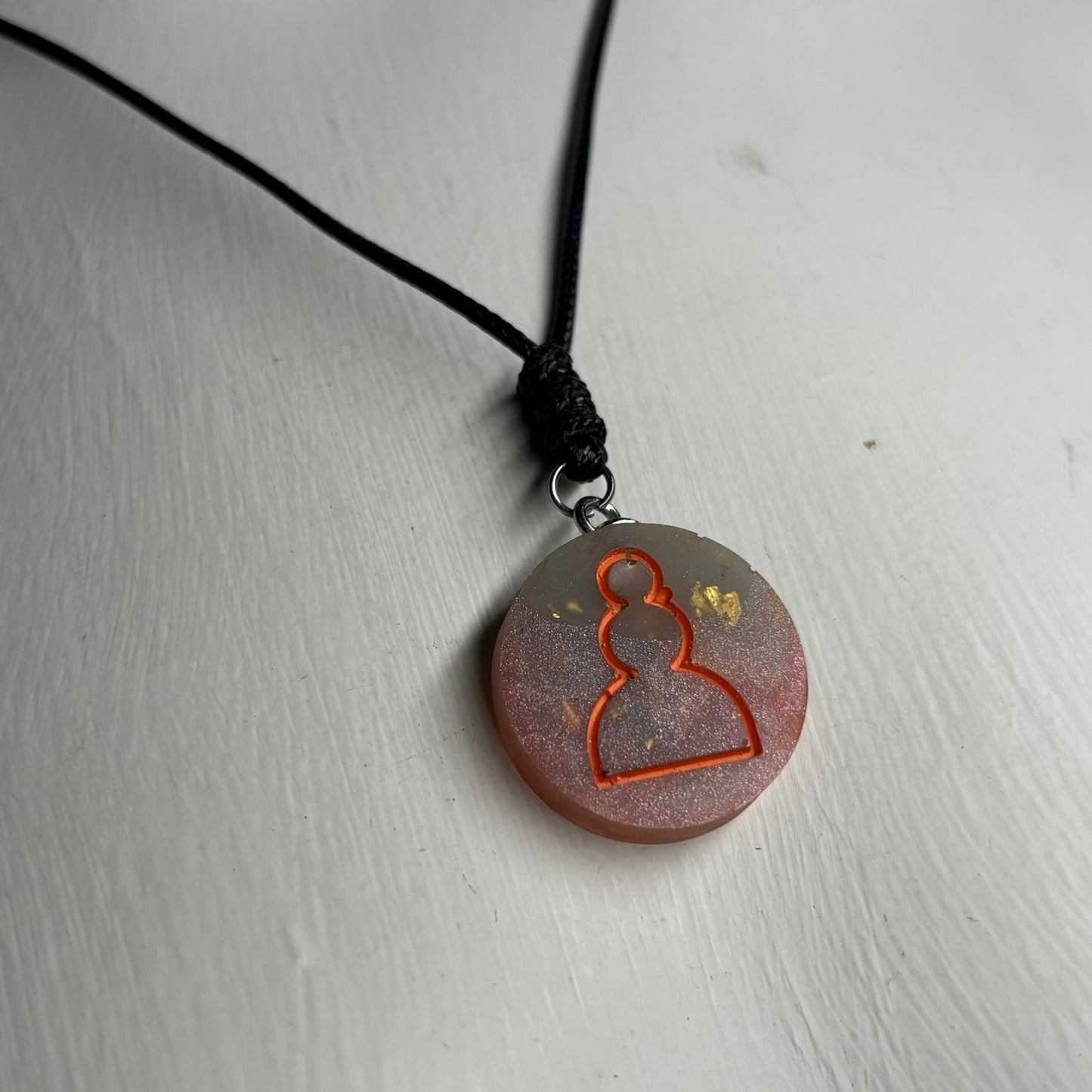 Crystal Orange Pawn - Handmade Resin Chess Necklace