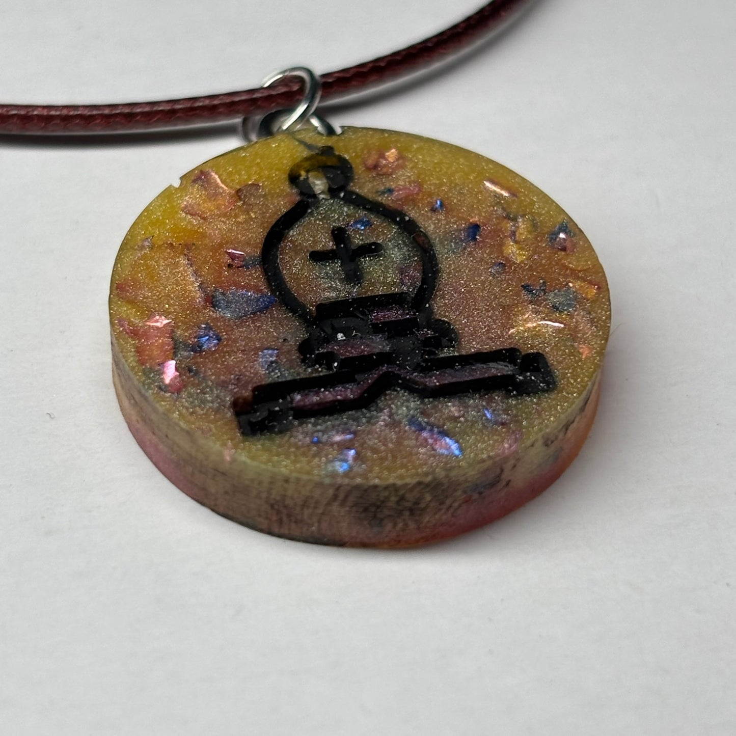 Dark Crystal Bishop - Handmade Resin Chess Necklace