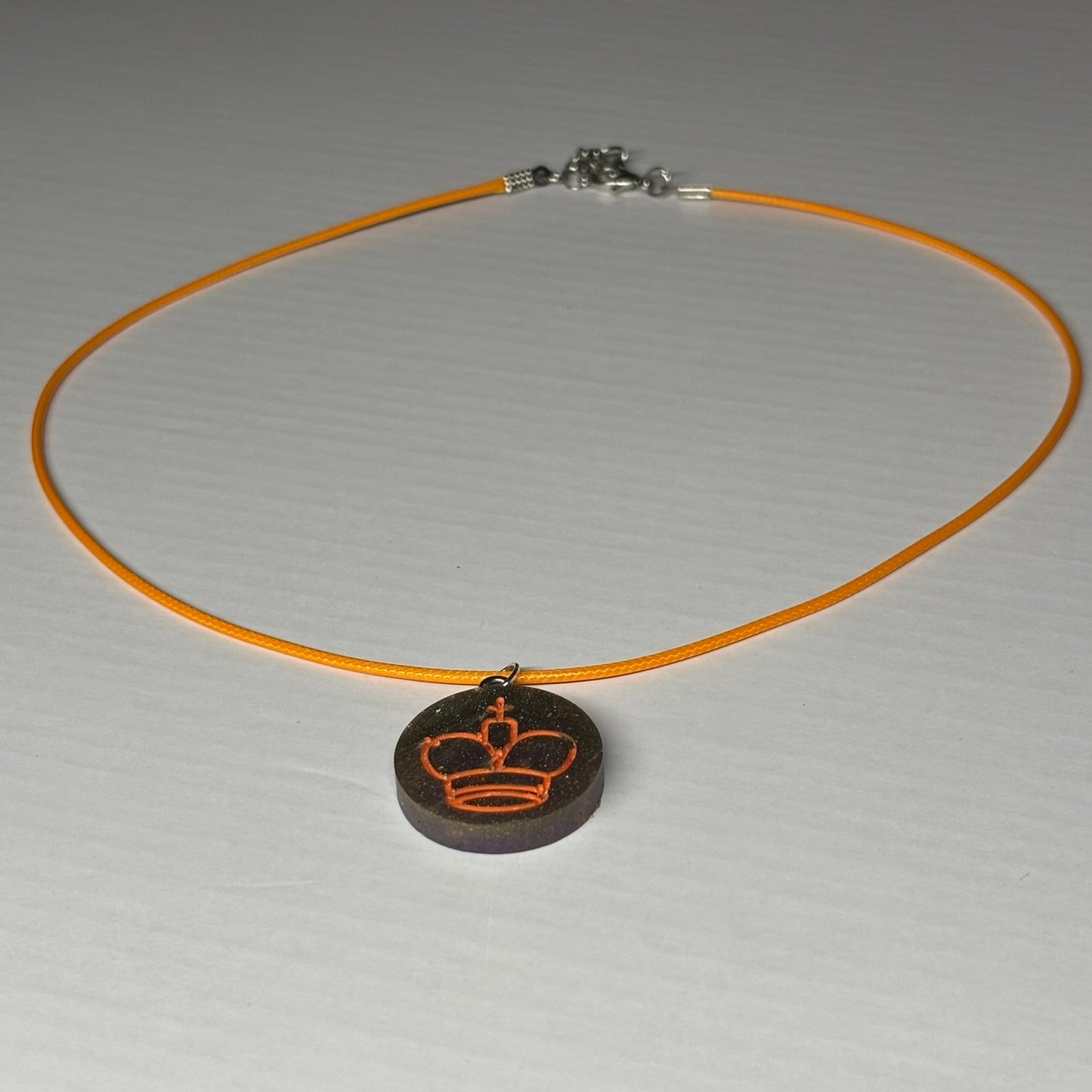 Vintage Orange King - Handmade Resin Chess Necklace