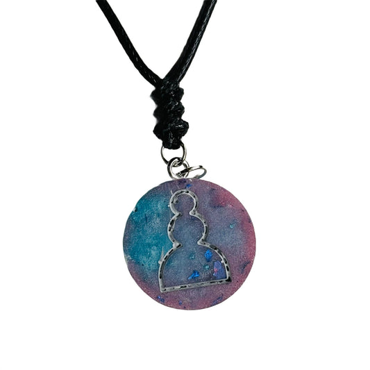 Purple & Blue Mix Pawn - Handmade Resin Chess Necklace