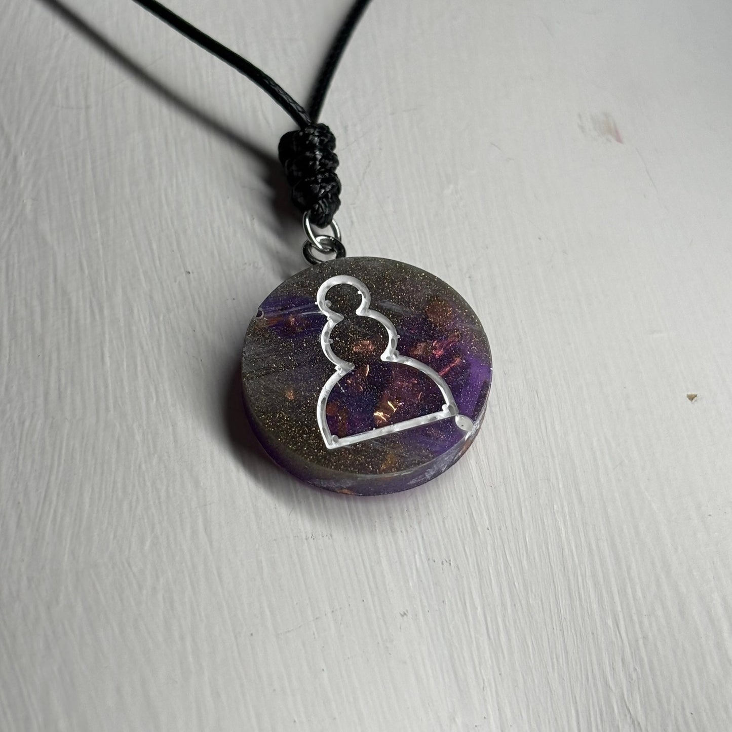 Dark Purple Pawn - Handmade Resin Chess Necklace