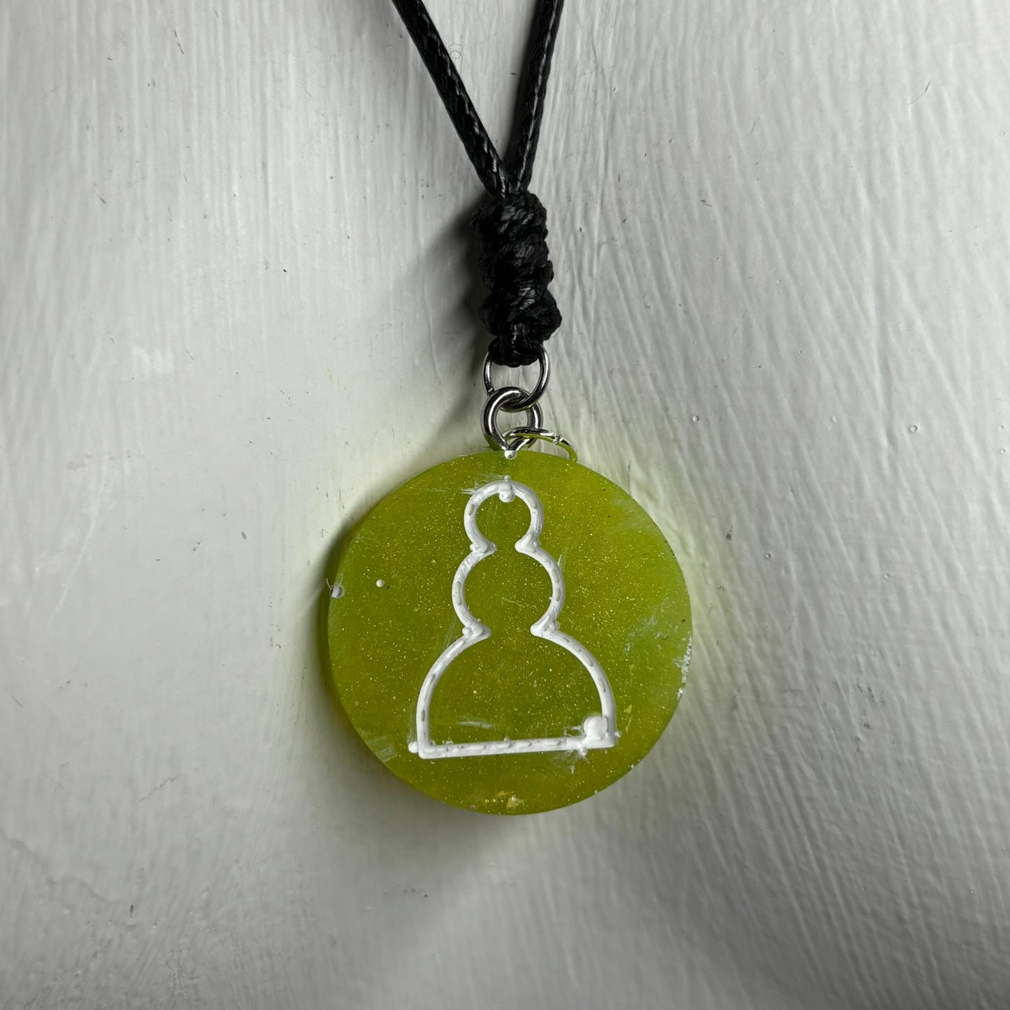 Neon Green Pawn - Handmade Resin Chess Necklace