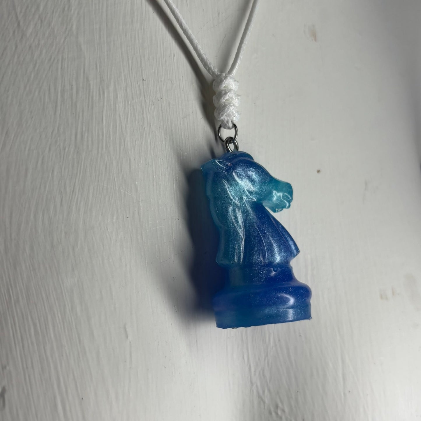 Blue Knight - Handmade Resin Chess Necklace