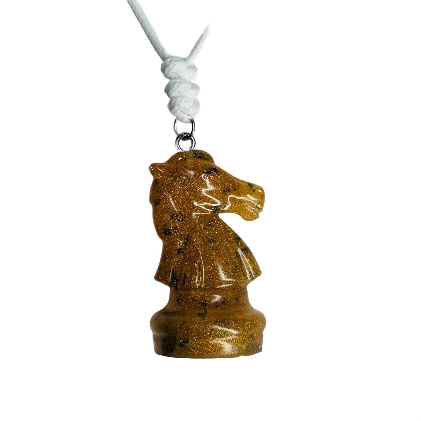 Spotted Yellow Knight - Handmade Resin Chess Necklace