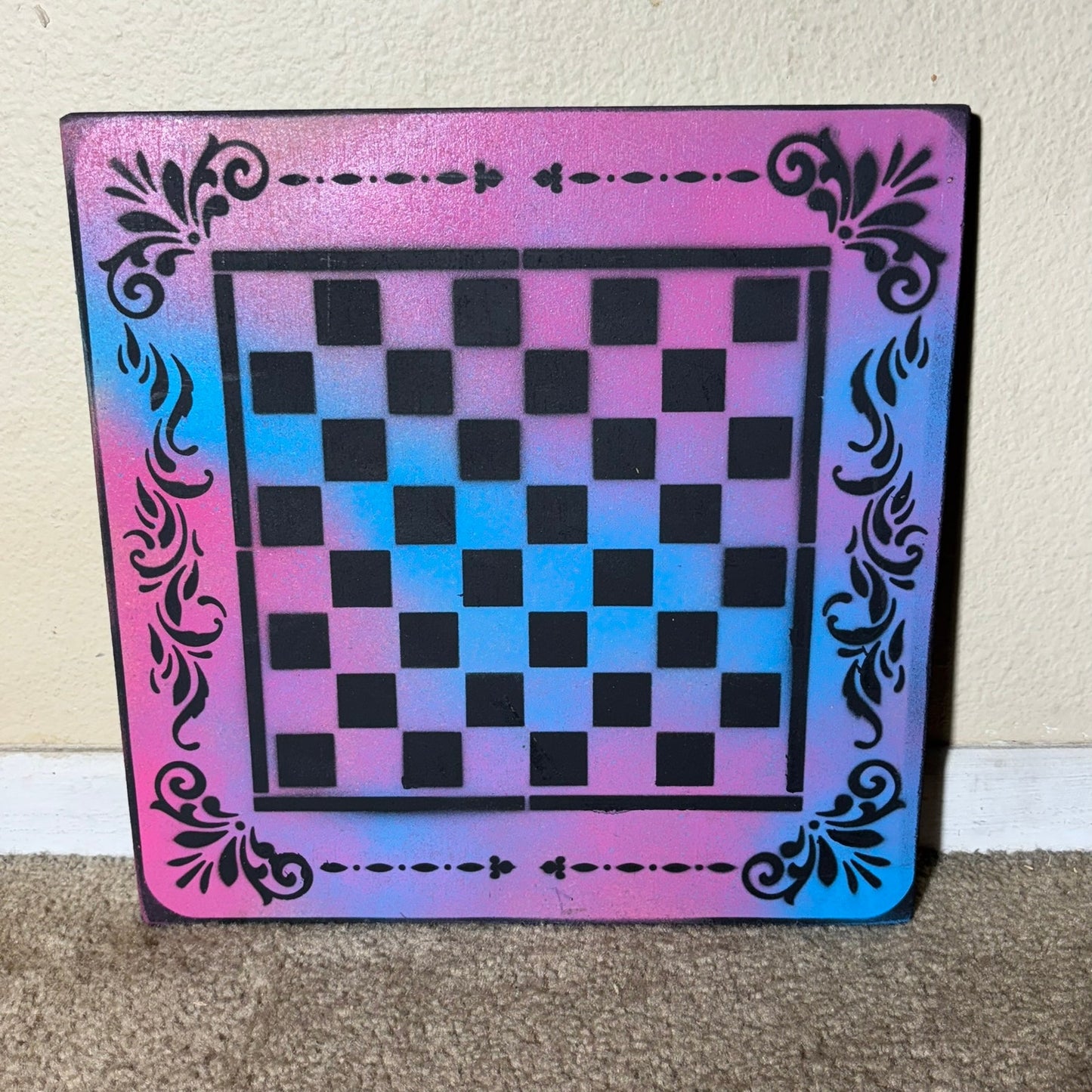 Purple Space Mesh - Painted Chess Board