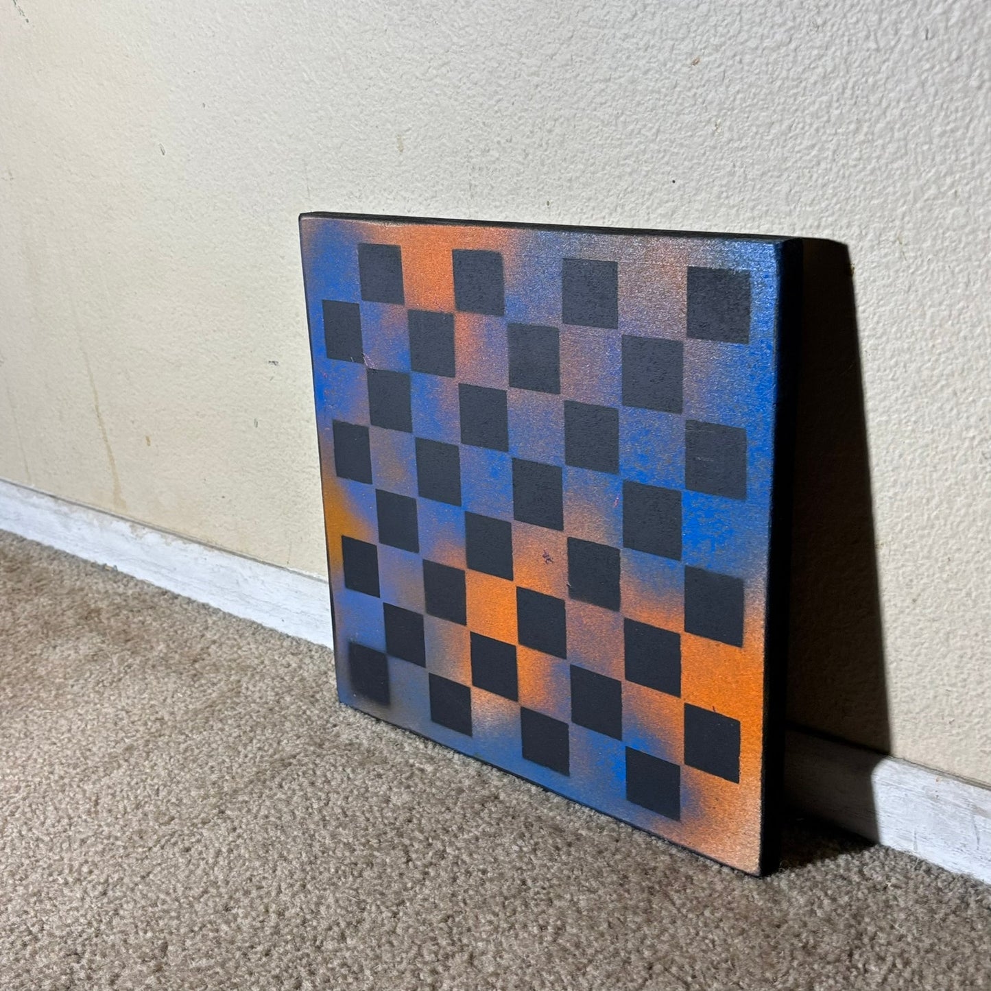 Blue & Orange - Painted Chess Board