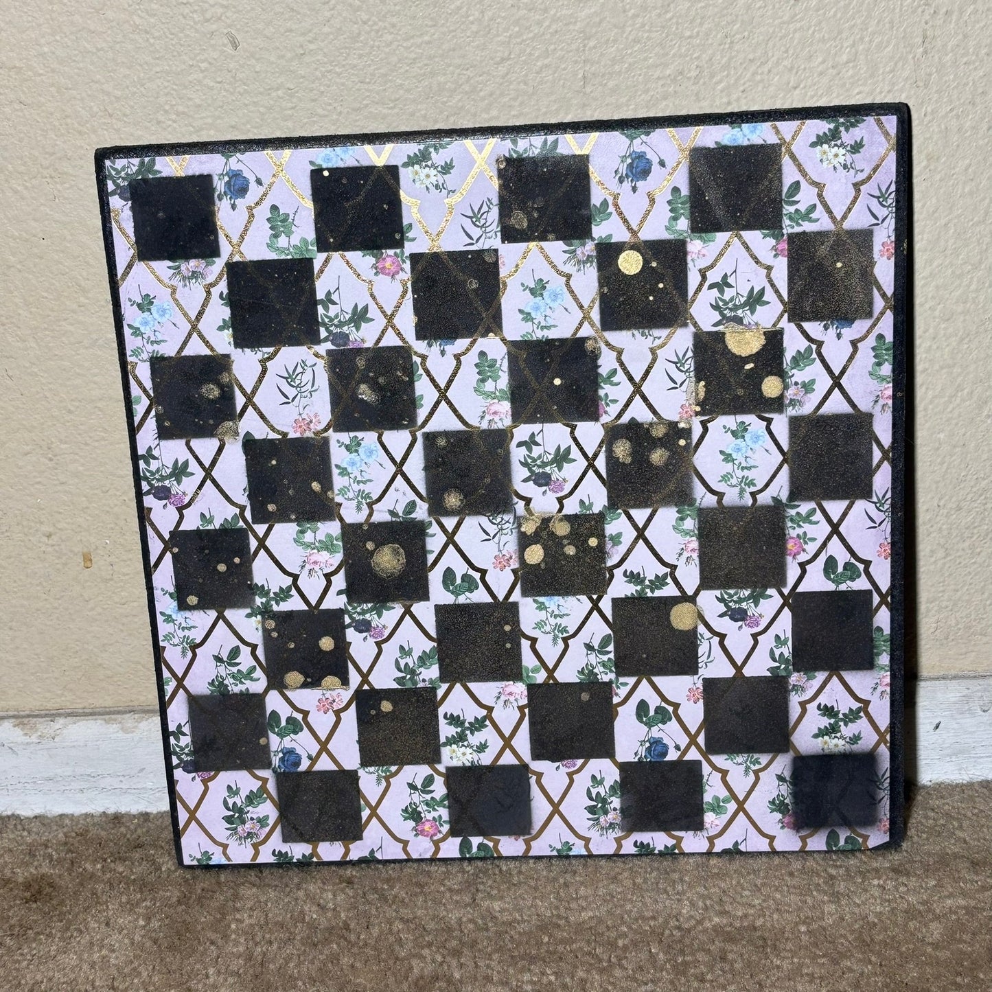 Vintage Flower Garden - Scrapbook Chess Board