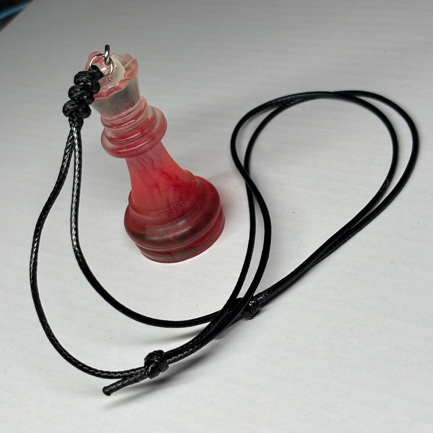 Red Veins Queen - Handmade Resin Chess Necklace