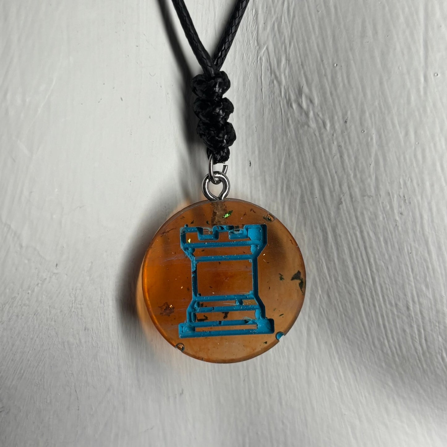 Dirty Coffee Rook - Handmade Resin Chess Necklace
