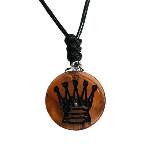 🎁 Amber Orange Queen - Handmade Resin Chess Necklace (100% off)