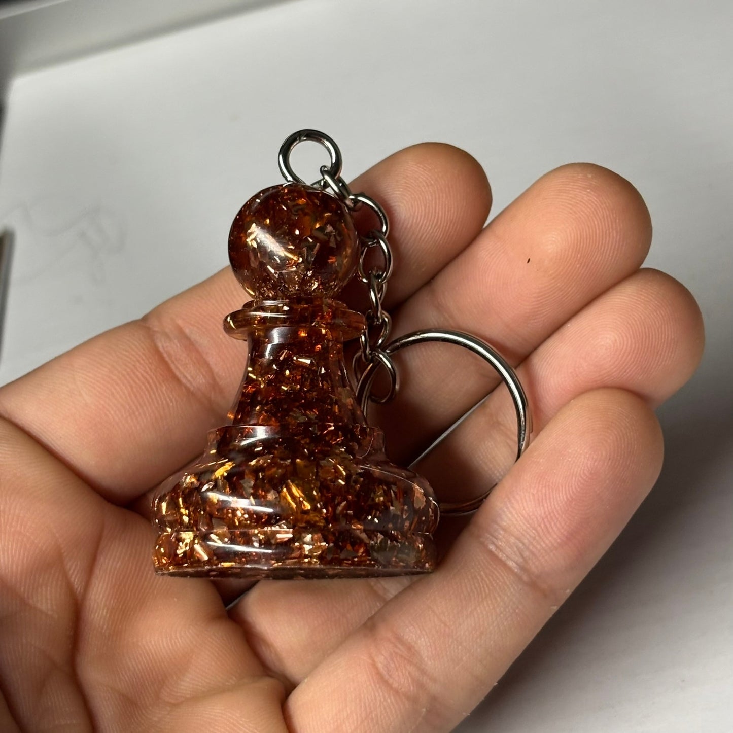 Amber Crystal Pawn - Handmade Resin Keychain - Large Edition