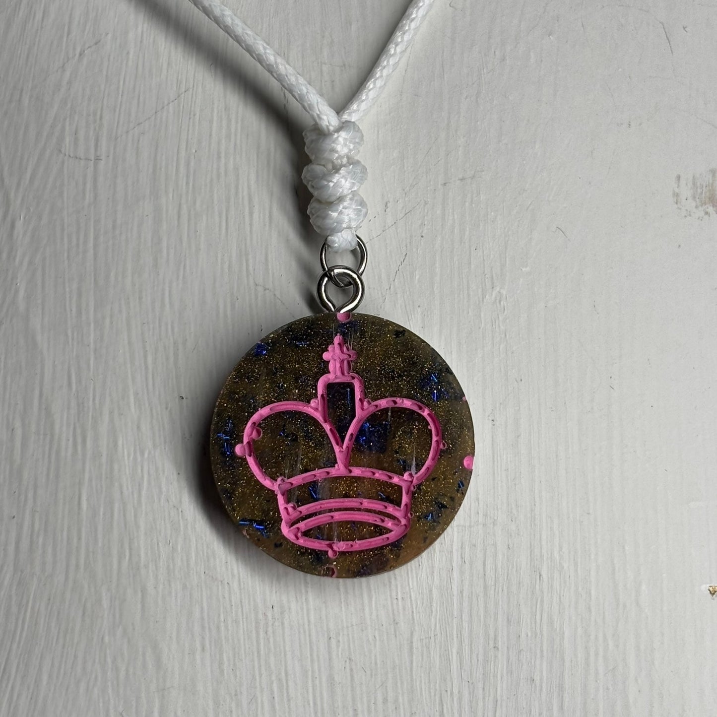 Pink Print King - Handmade Resin Chess Necklace