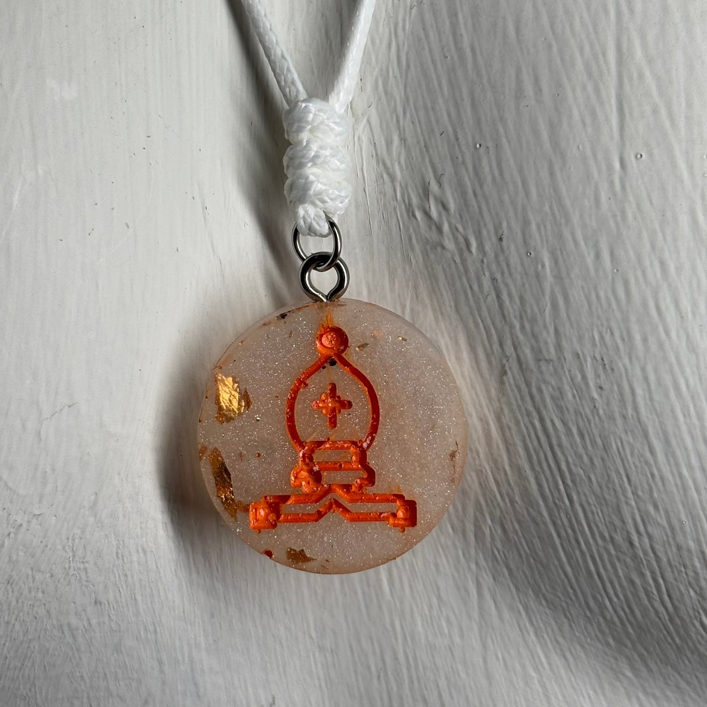 White Crystal Bishop - Handmade Resin Chess Necklace