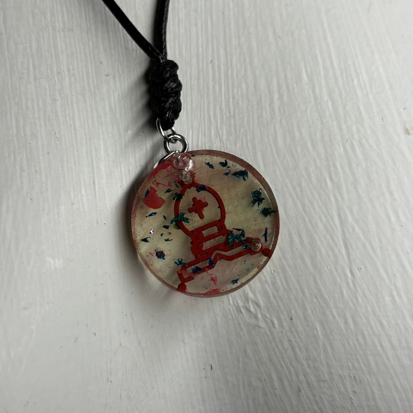 Red Bishop Print - Handmade Resin Chess Necklace