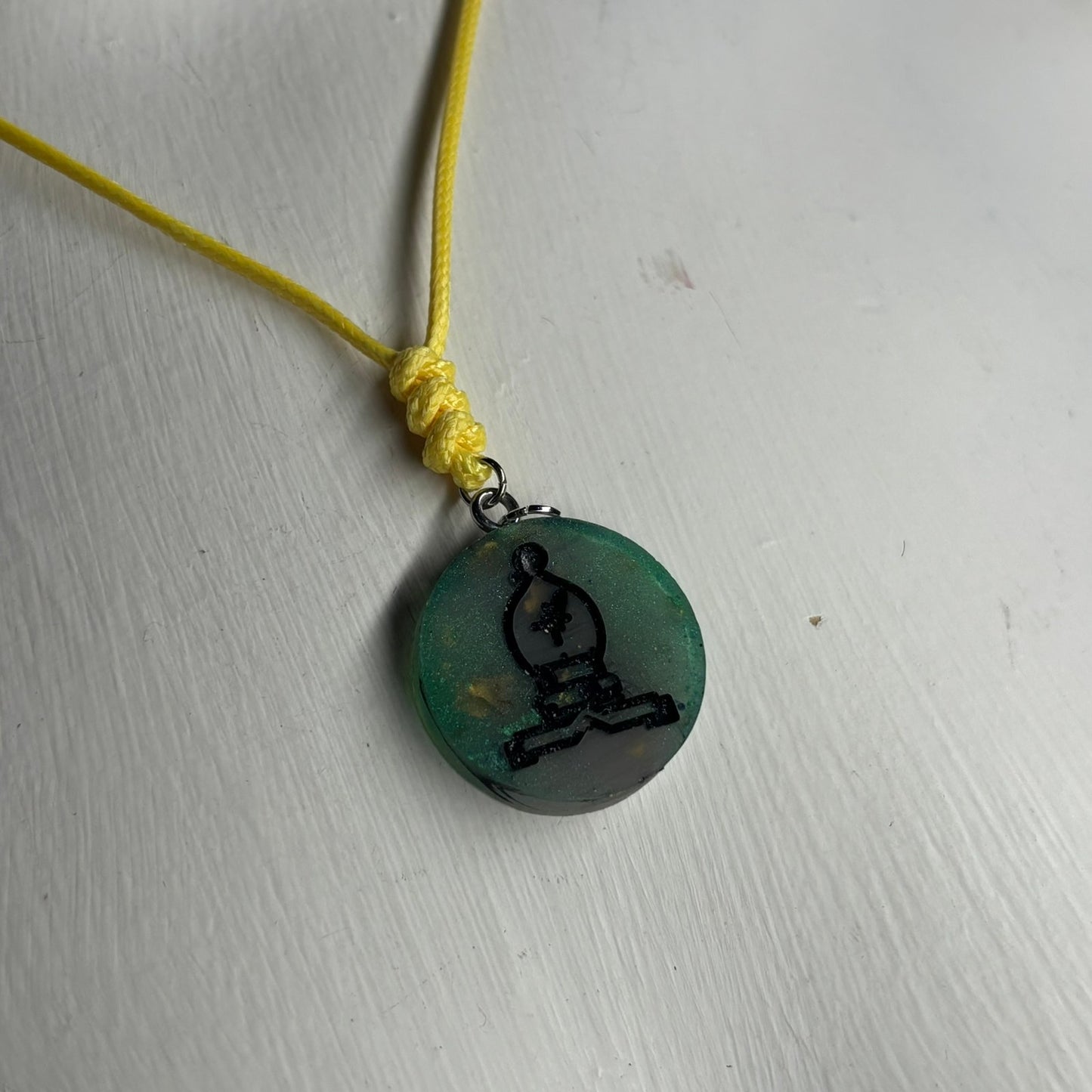 Forest Green Bishop - Handmade Resin Chess Necklace