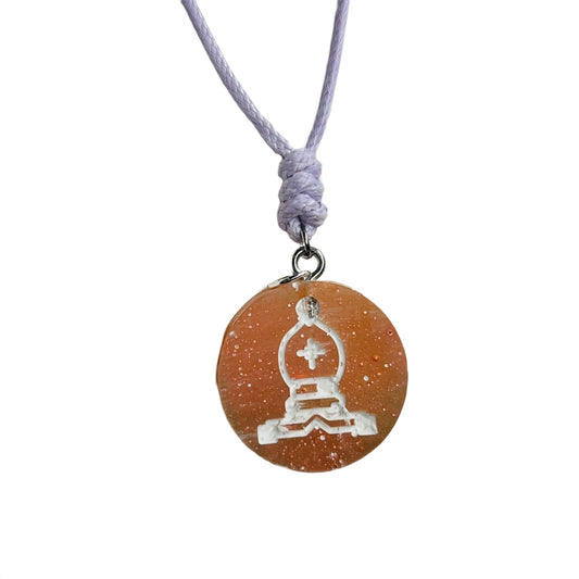 Orange Pawn - Handmade Resin Chess Necklace