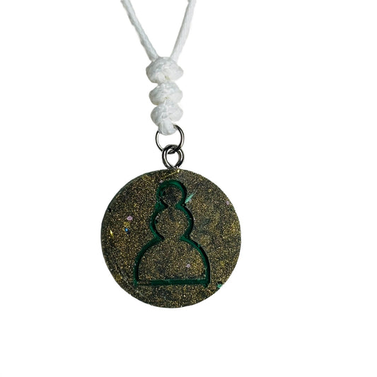 Luxury Green Pawn - Handmade Resin Chess Necklace