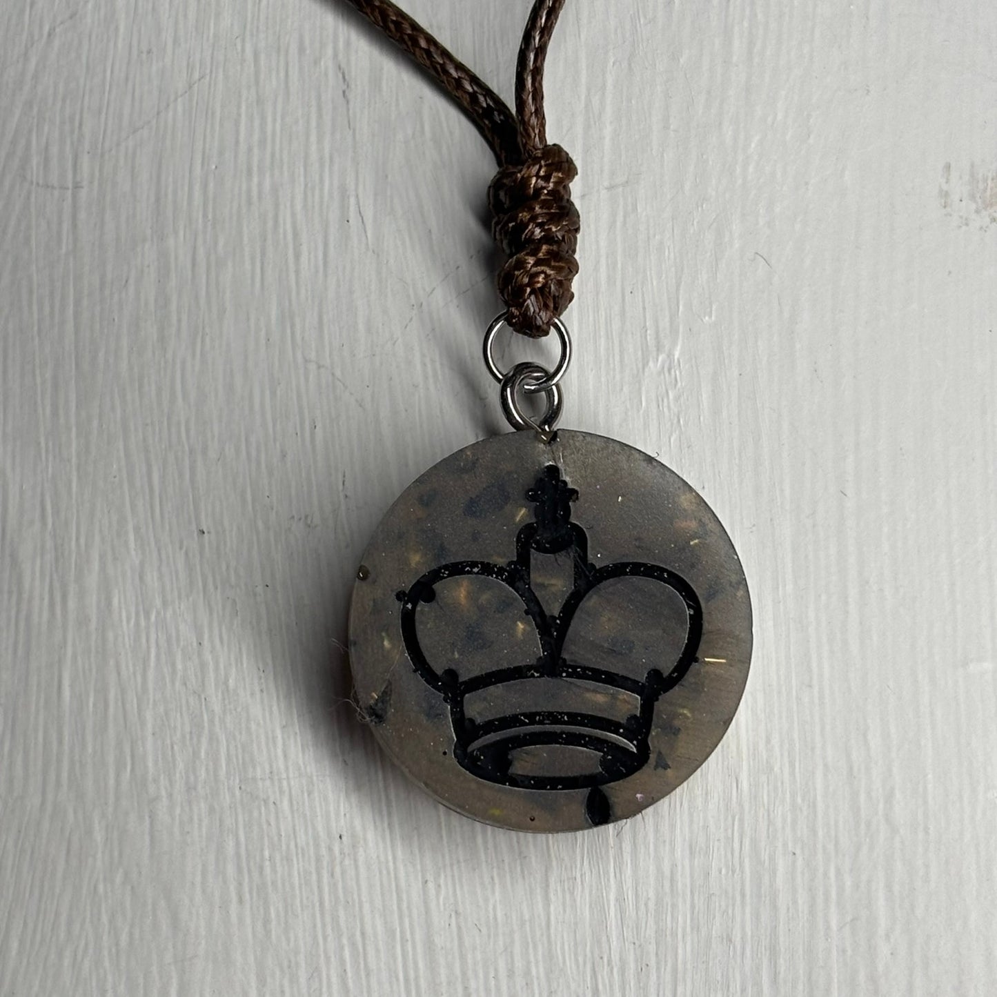 Silver Cave King - Handmade Resin Chess Necklace