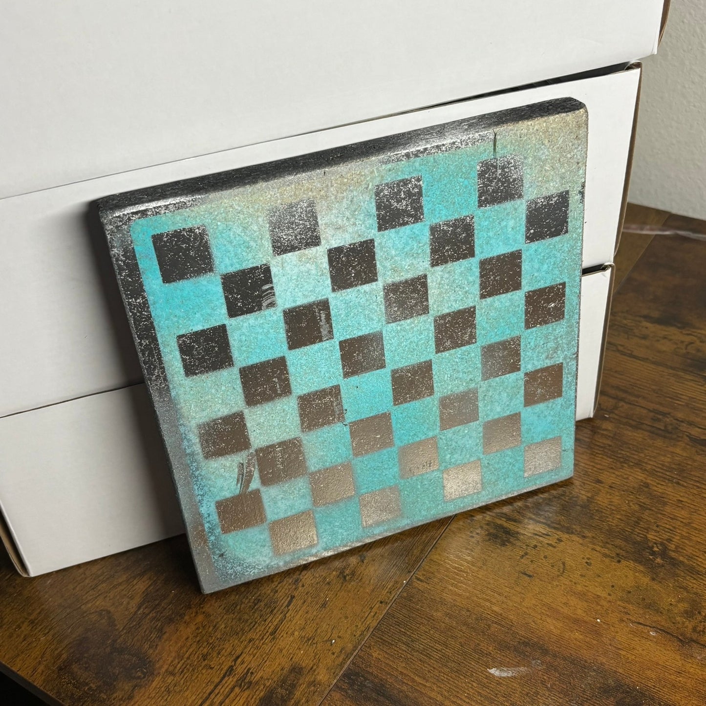 Sky Blue Chrome - Painted Double Sided Chess Board