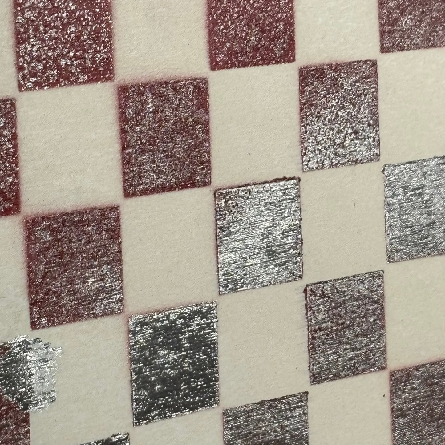 White & Red Chrome - Painted Thin Wooden Chess Board