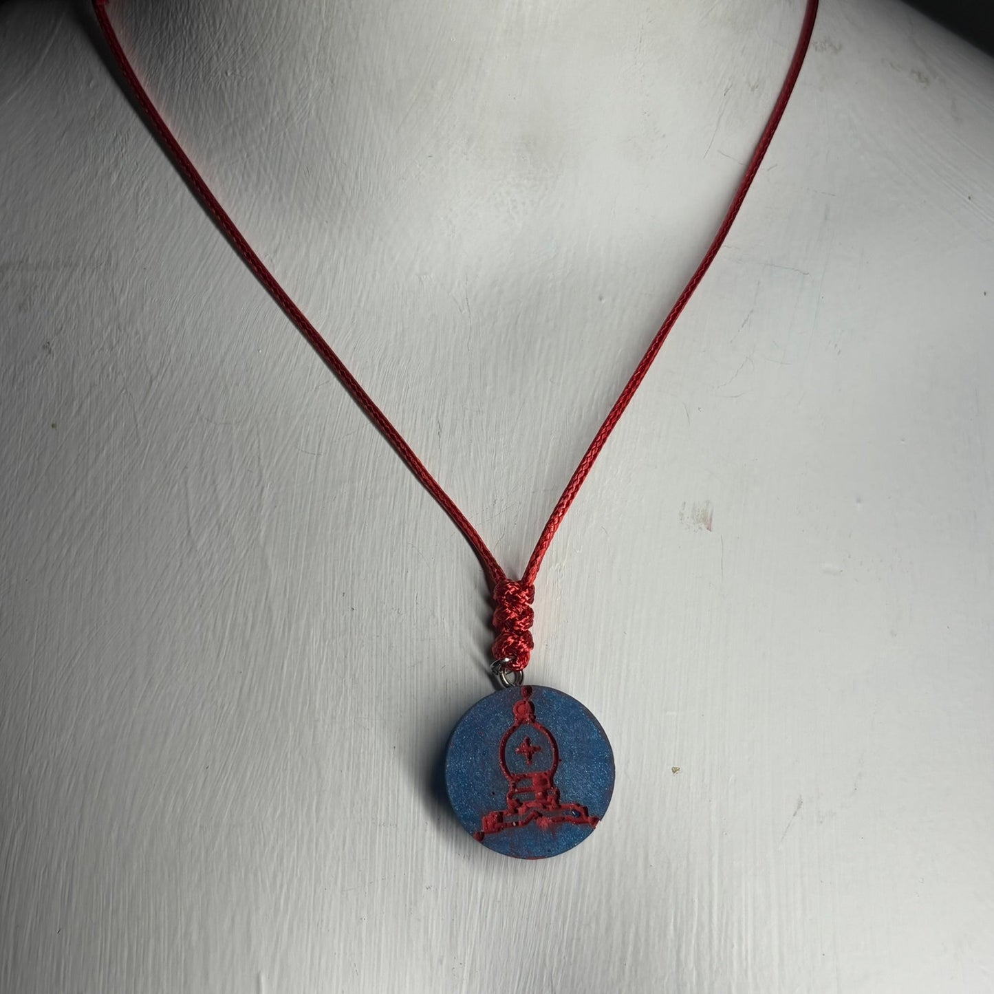 Deep Blue Bishop - Handmade Resin Chess Necklace