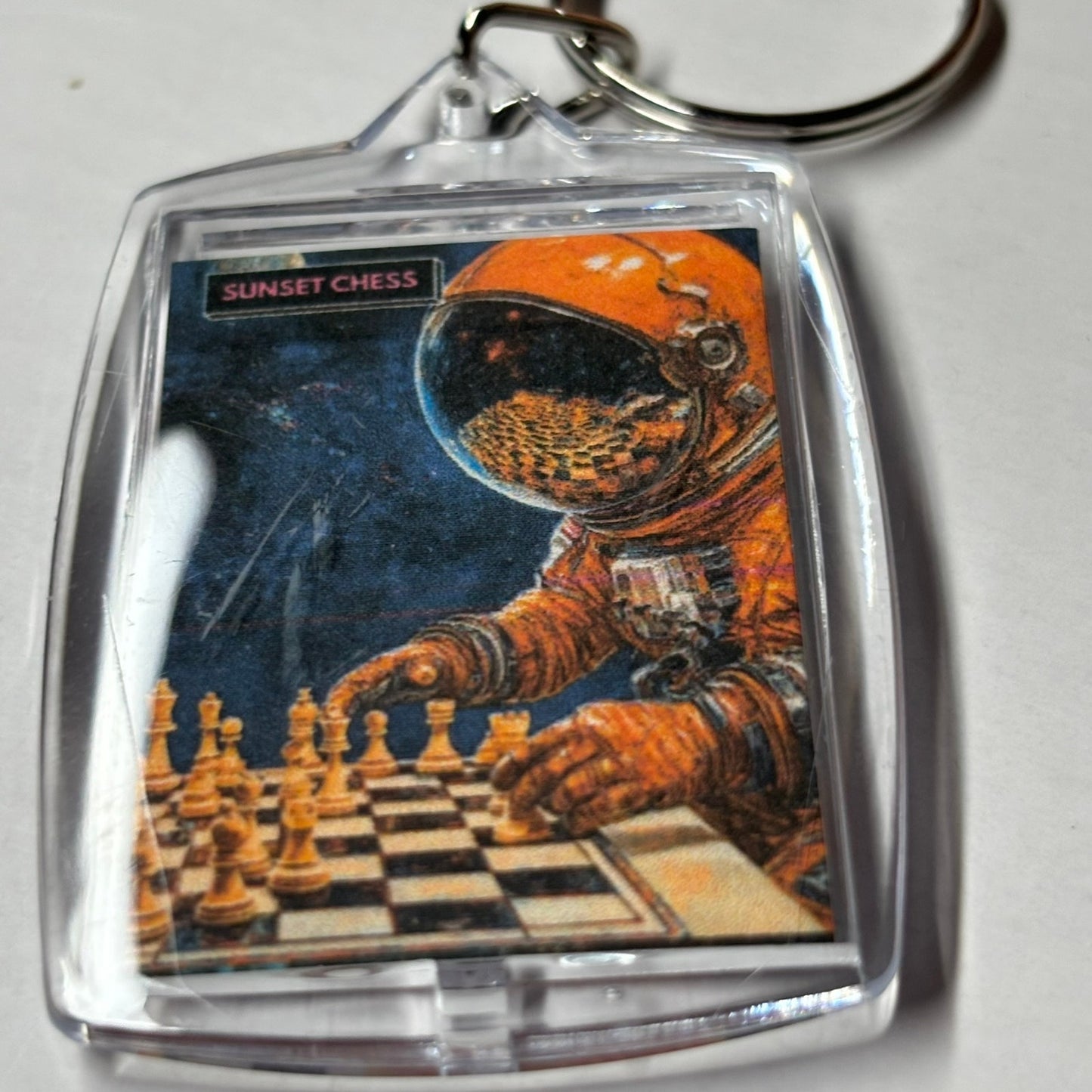 Orange Astronaut - Chess  Photo Keychain