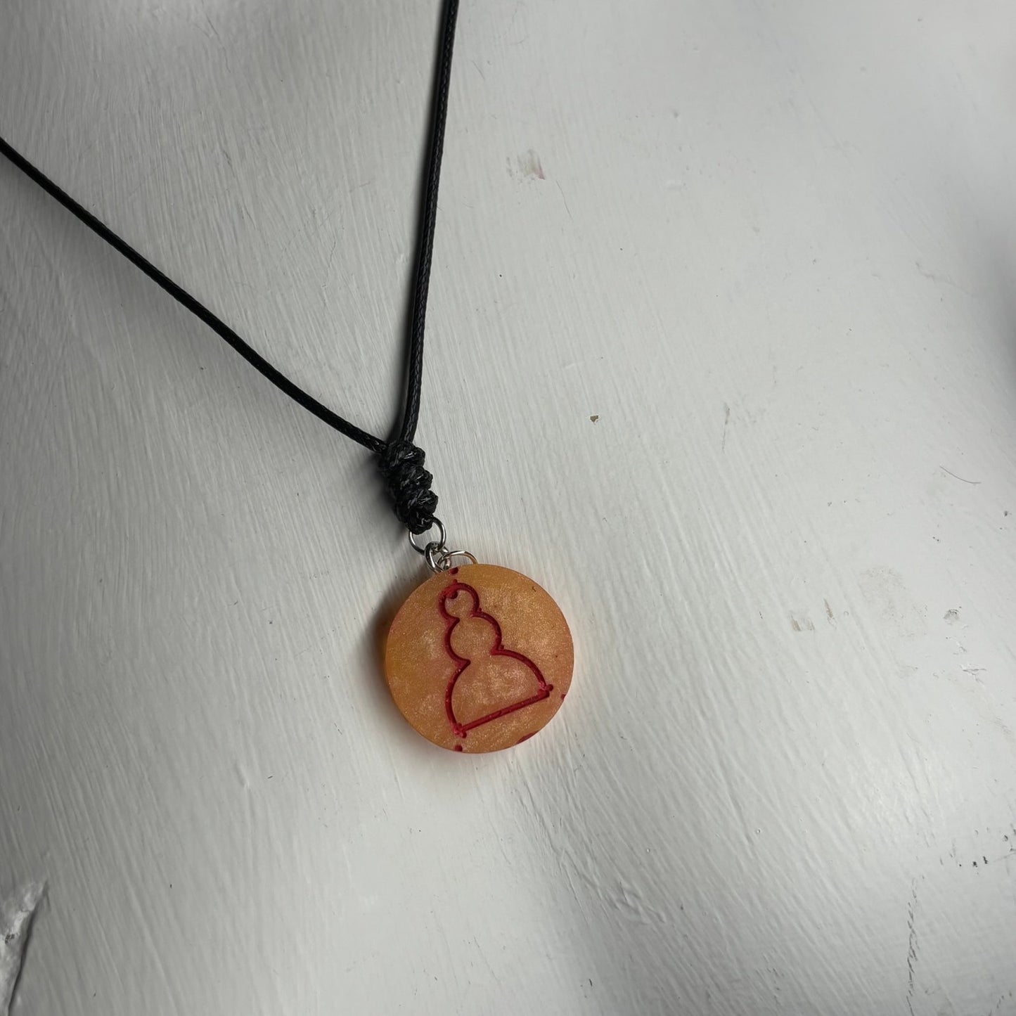 Orange Yellow Pawn - Handmade Resin Chess Necklace