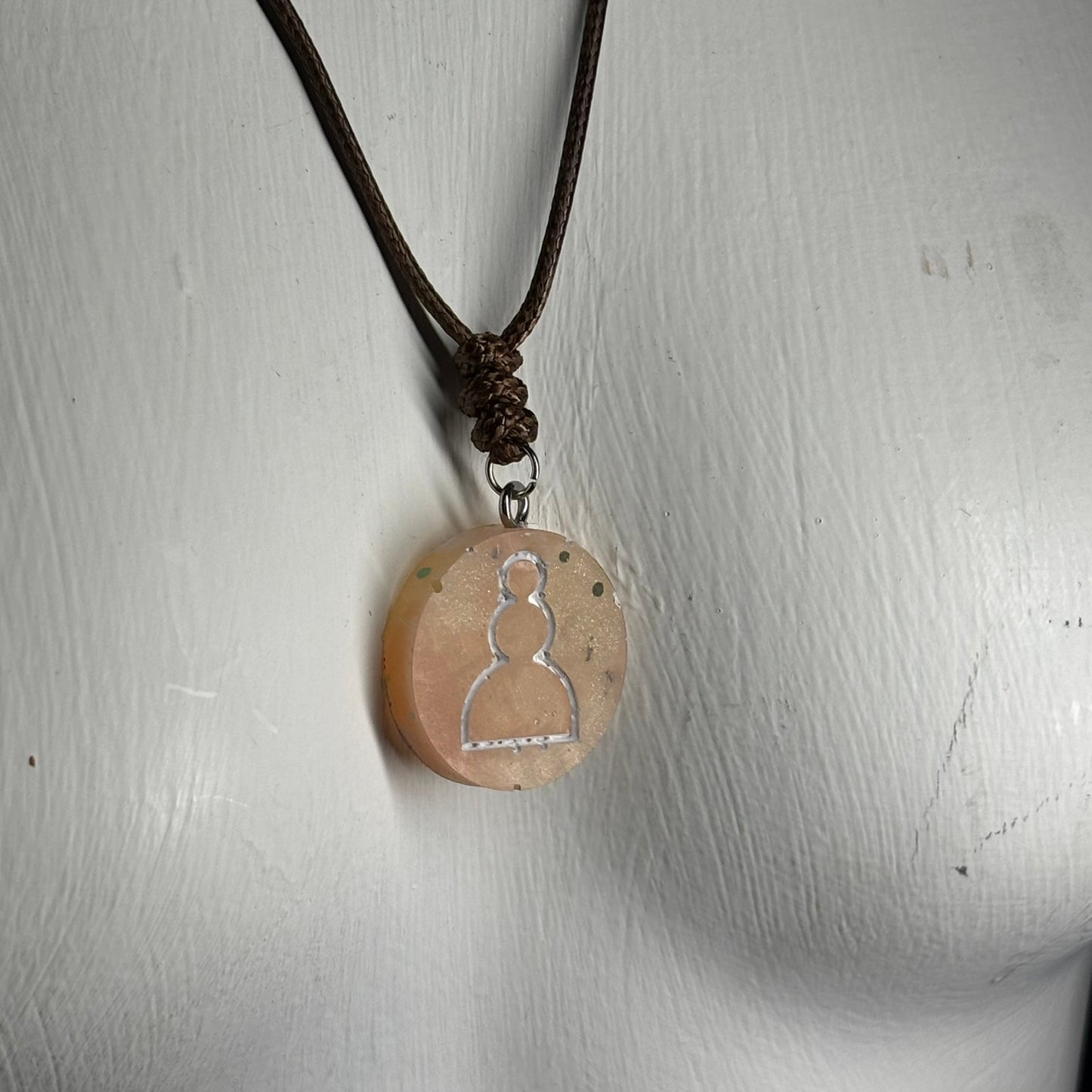 Sunset Yellow Pawn - Handmade Resin Chess Necklace