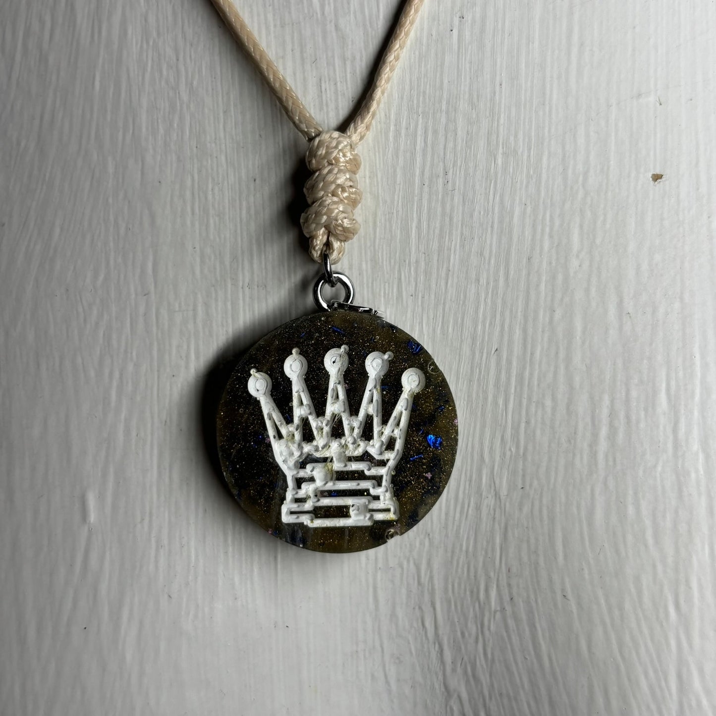 Dark Green Queen - Handmade Resin Chess Necklace