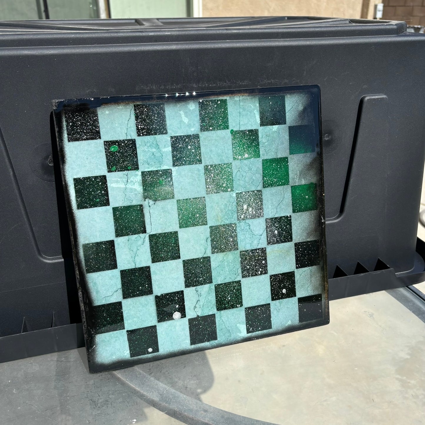 Green Leaf - Resin Coated Chess Board